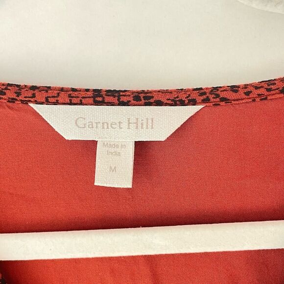 Garnet Hill Kimono Style Dress Viscose Rust Black Print Medium - Picture 4 of 9